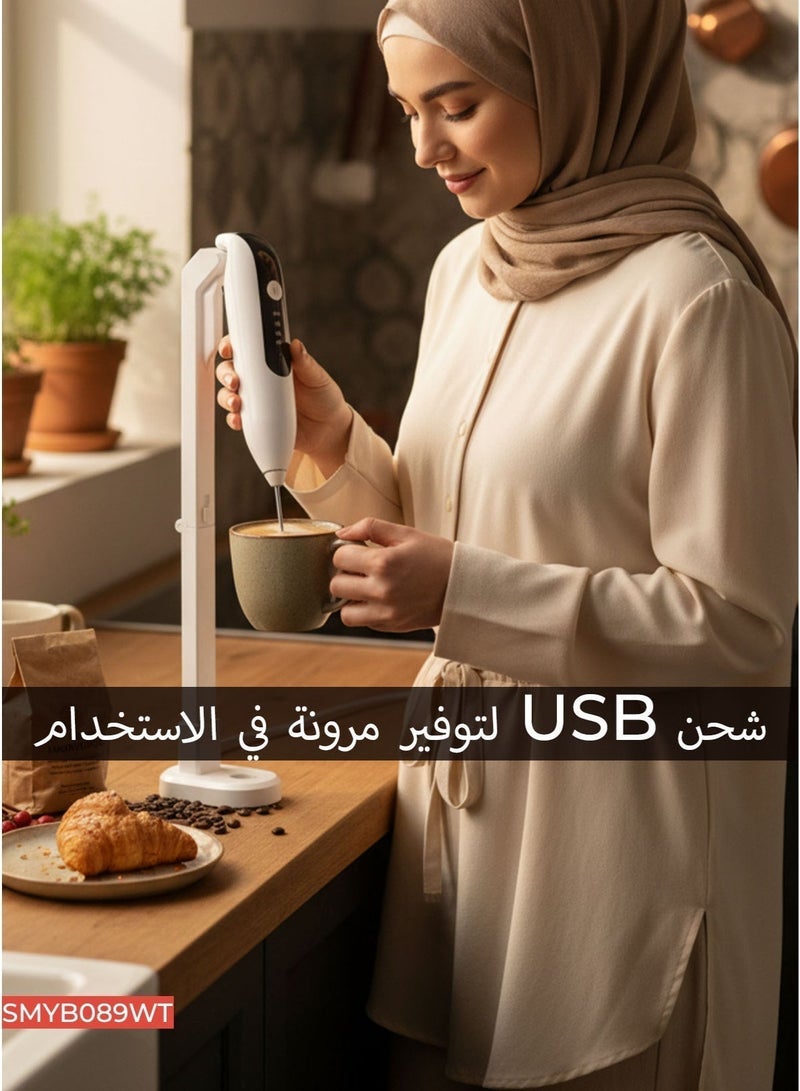 لايف ستايل مضرب رغوة الحليب الكهربائي اللاسلكي (3 سرعات) – خلاط قهوة وماتشا محمول بشحن USB مع رأسين للخلط من الفولاذ المقاوم للصدأ للاتيه، الكابتشينو، والبيض_رغوه الكابتشينو_ خلاط قهوه يدوي_صانع رغوه الحليب_مضرب نسكافيه - Image 2